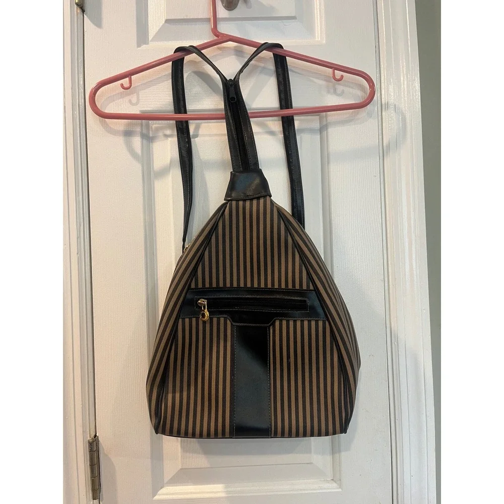 VTG90s Pequin Stripe style Teardrop Backpack Triangle Sling Convertible Strap